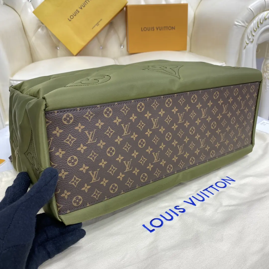 monogram econyl onthego gm tote bag green m59005 green 10