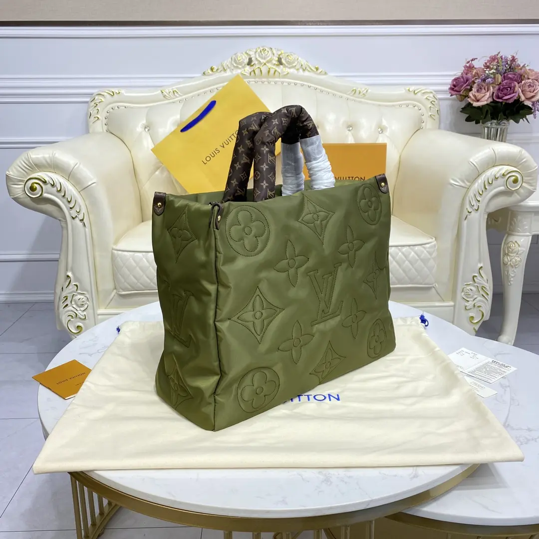 monogram econyl onthego gm tote bag green m59005 green 3