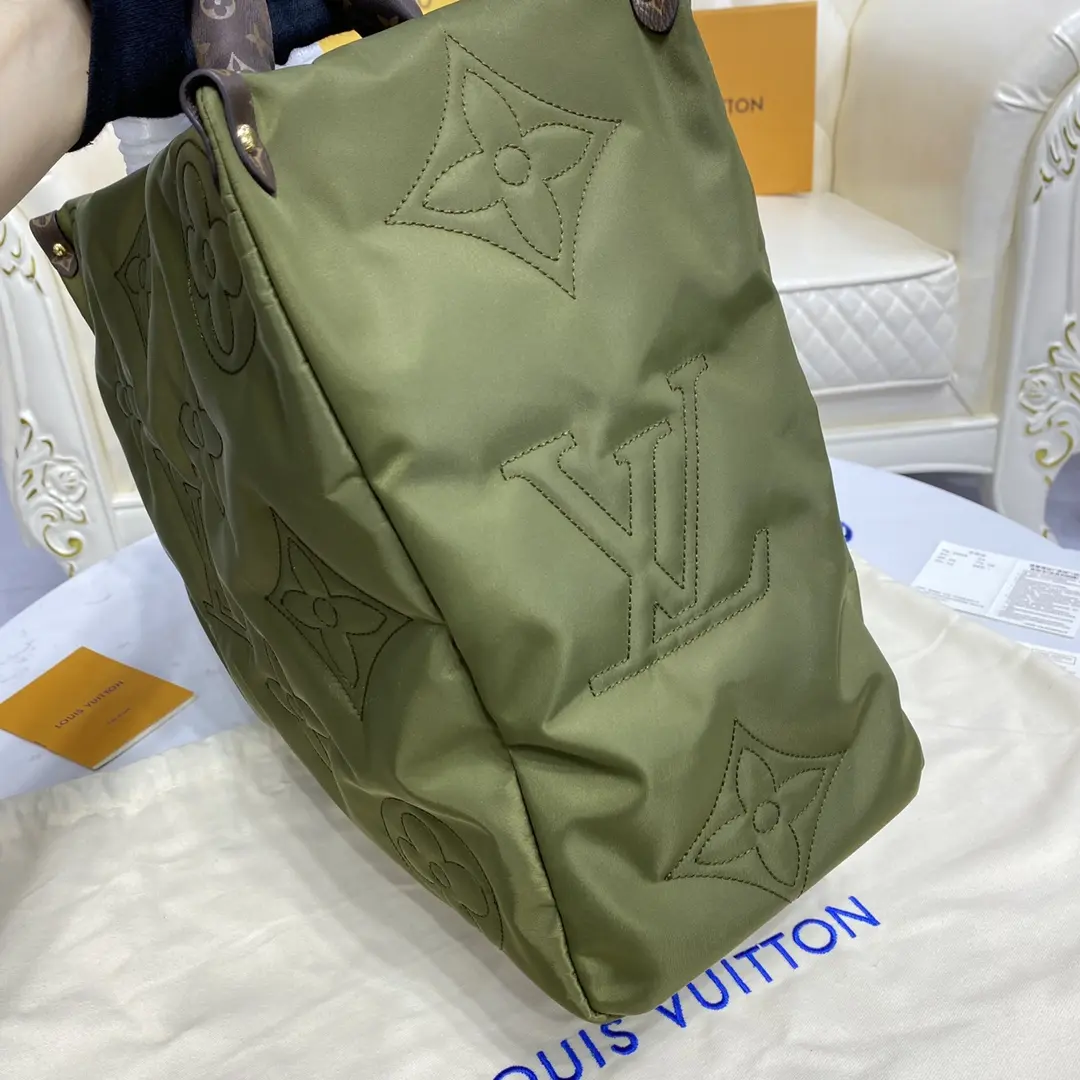 monogram econyl onthego gm tote bag green m59005 green 4