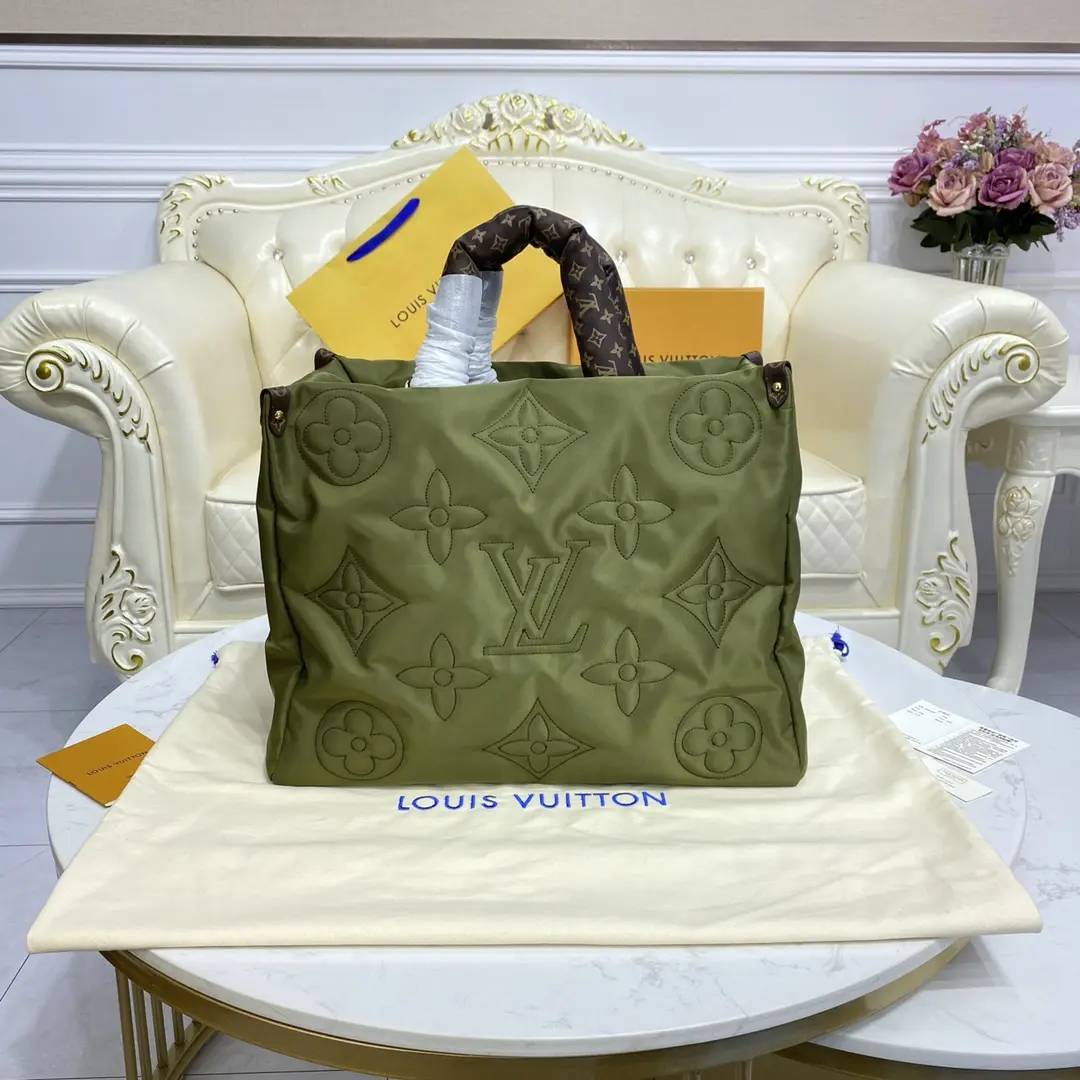monogram econyl onthego gm tote bag green m59005 green 8