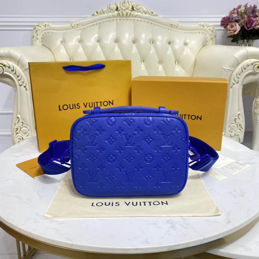 monogram embossed taurillon leather s lock messenger blue m58488 10