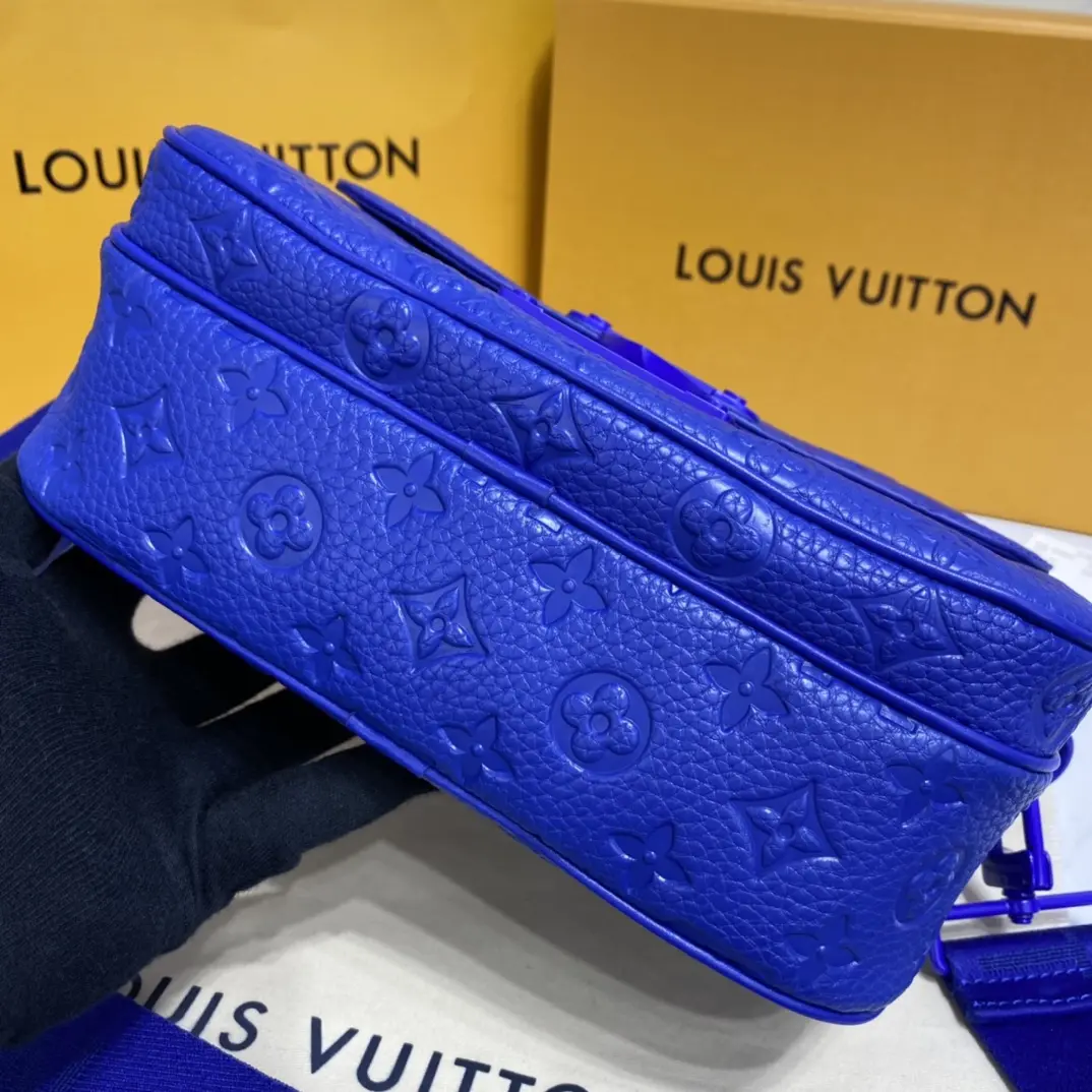 monogram embossed taurillon leather s lock messenger blue m58488 2