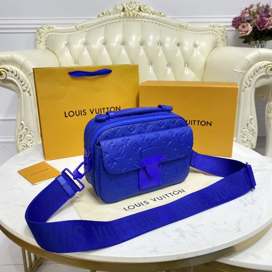 monogram embossed taurillon leather s lock messenger blue m58488 3
