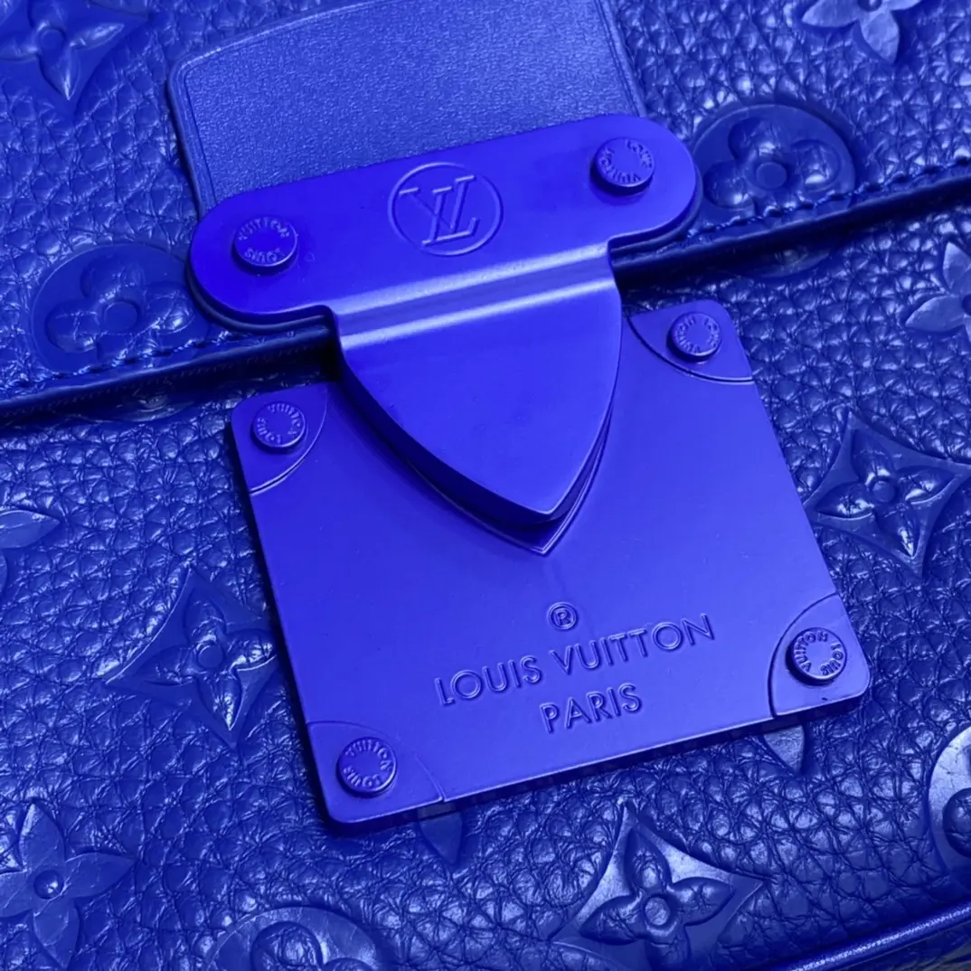 monogram embossed taurillon leather s lock messenger blue m58488 5
