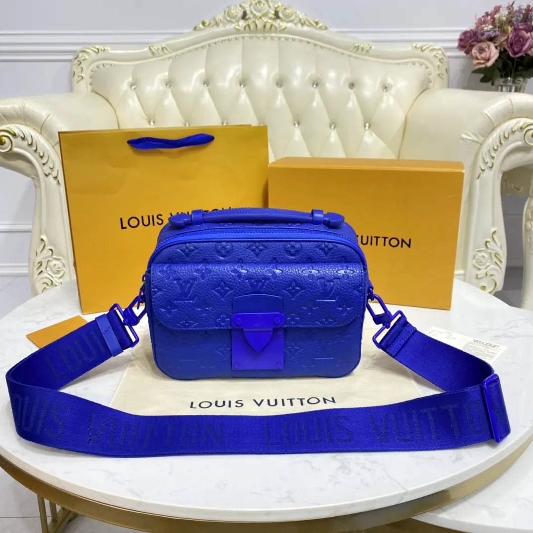 monogram embossed taurillon leather s lock messenger blue m58488 9