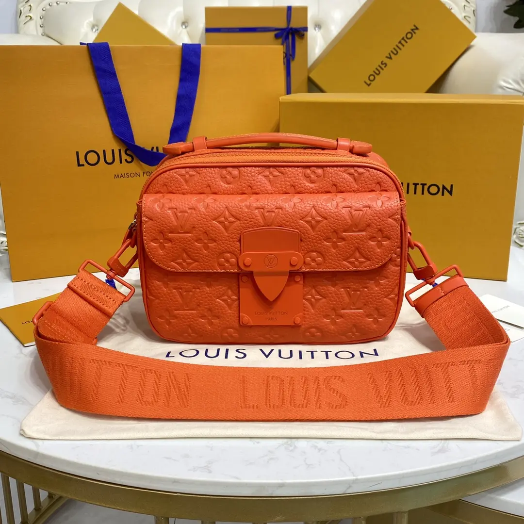 monogram macassar s lock messenger orange m20904 orange 10
