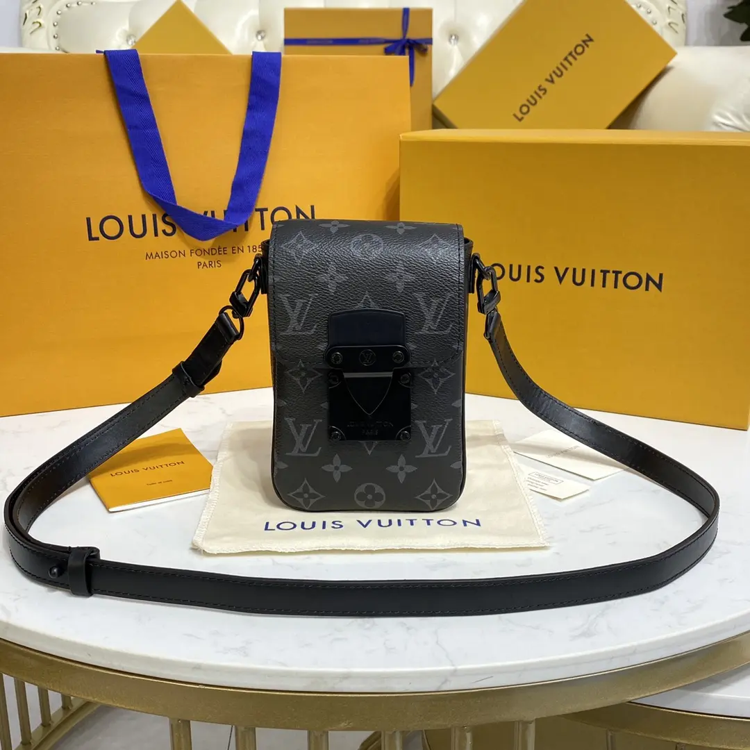 monogram macassar s lock vertical wearable wallet black m81522 black 1