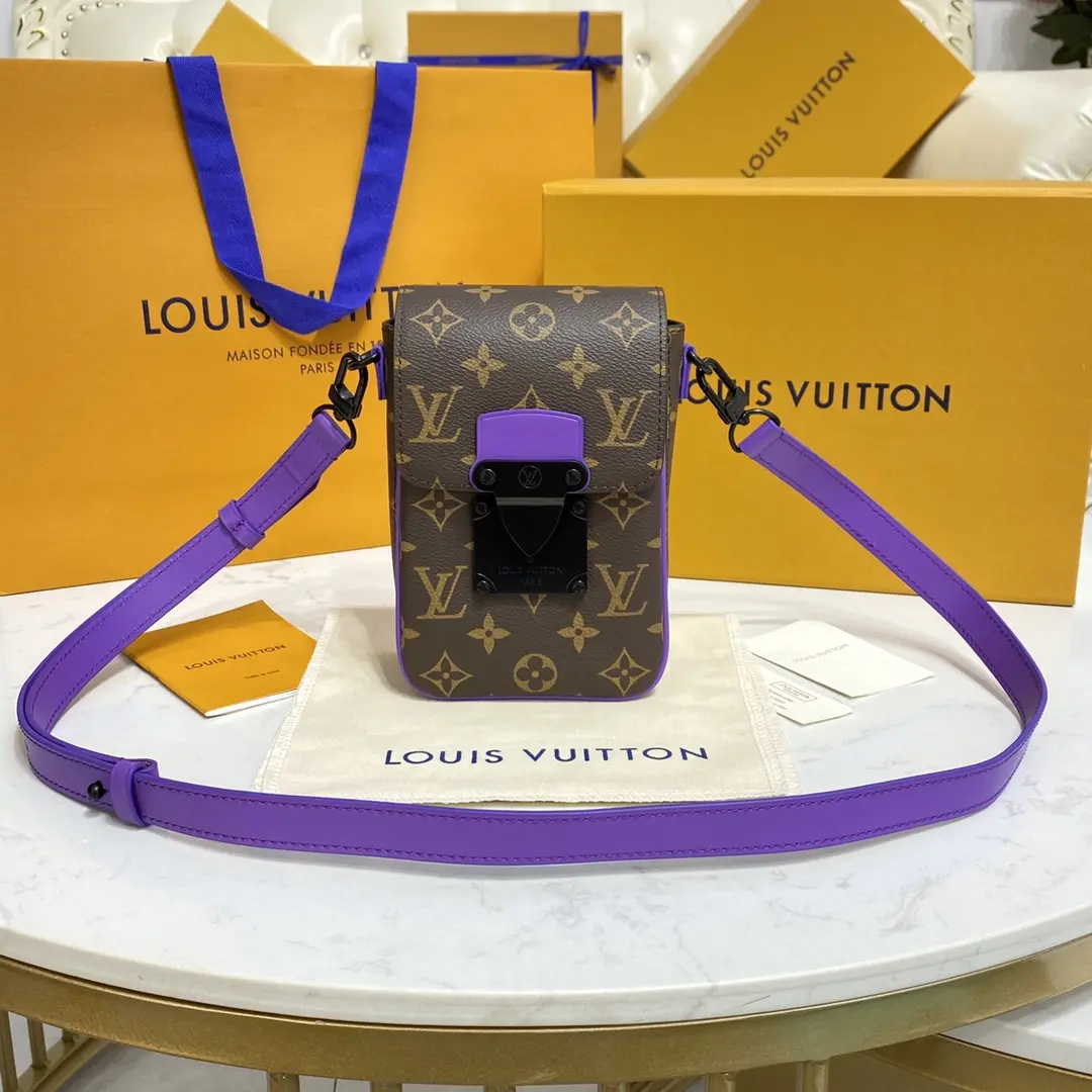 monogram macassar s lock vertical wearable wallet purple m81522 purple 1