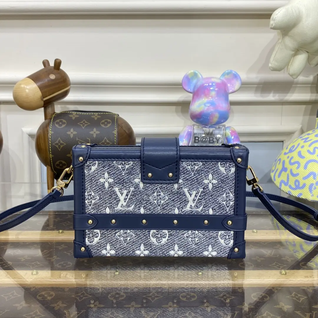 monogram petite malle handbag blue m22882 blue 3