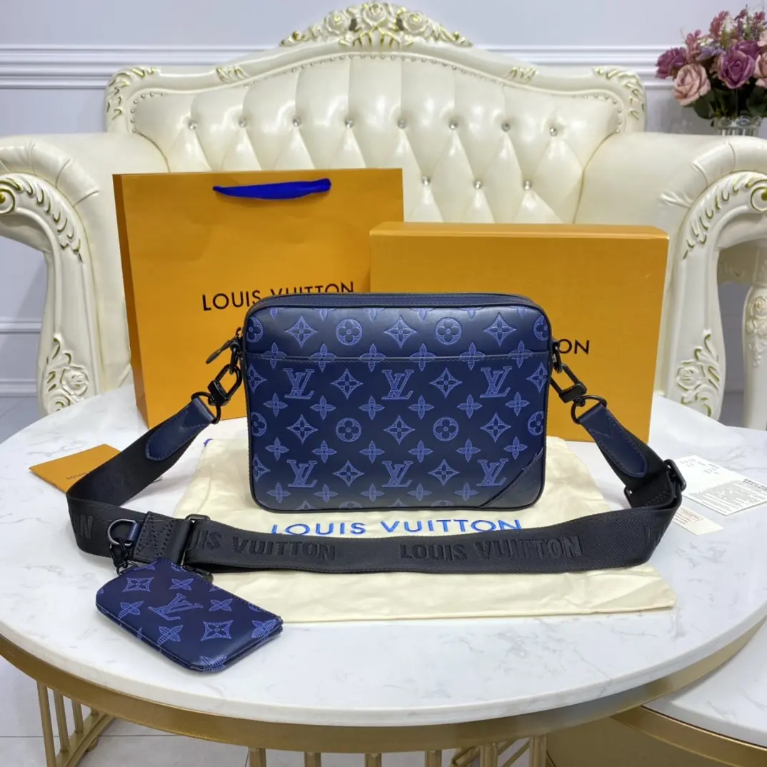 monogram shadow duo messenger bag navy blue m45730 5