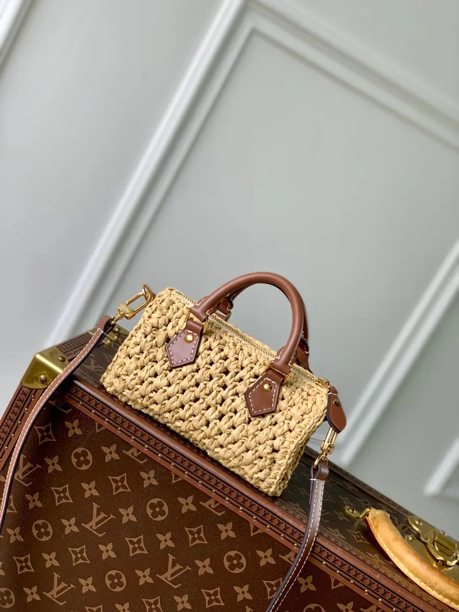 natural raffia nano speedy bag m83525 8