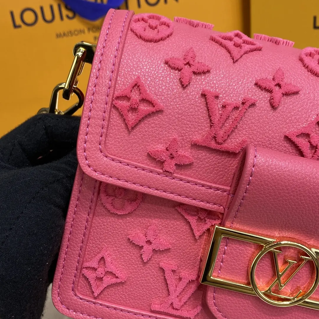 rose fluo mini dauphine handbag m20747 7