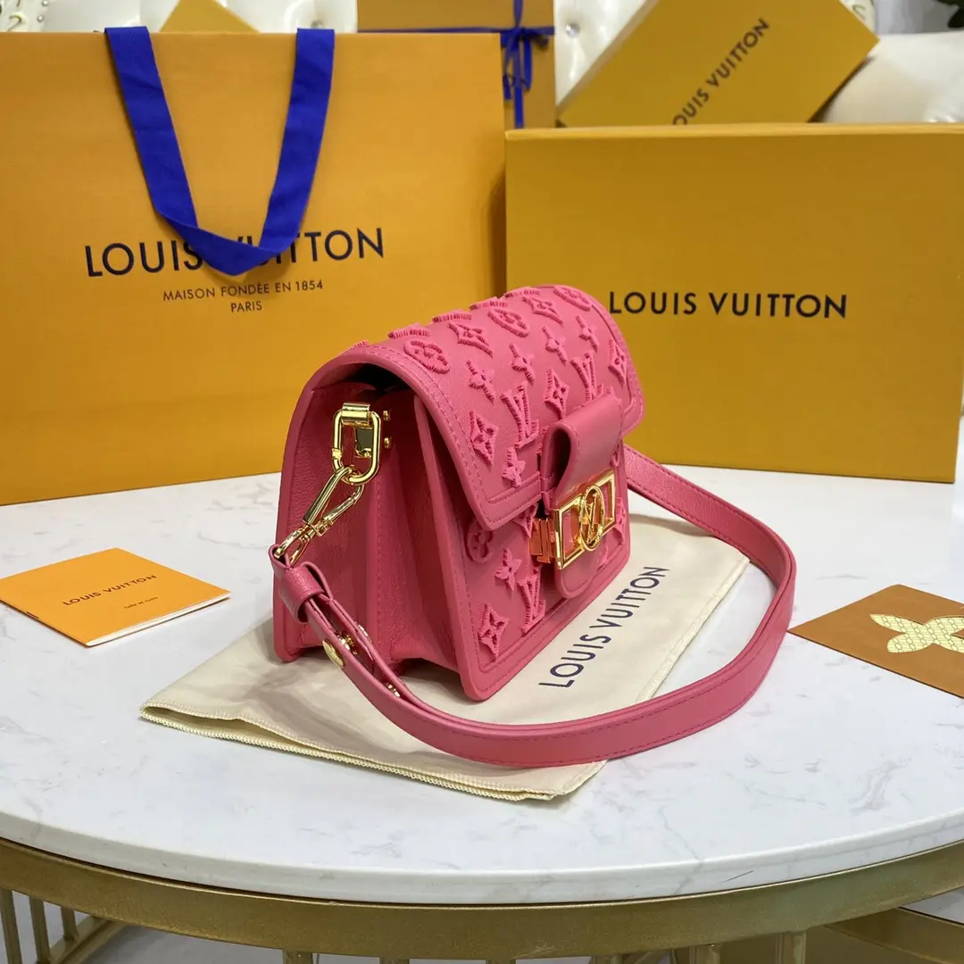 rose fluo mini dauphine handbag m20747 8