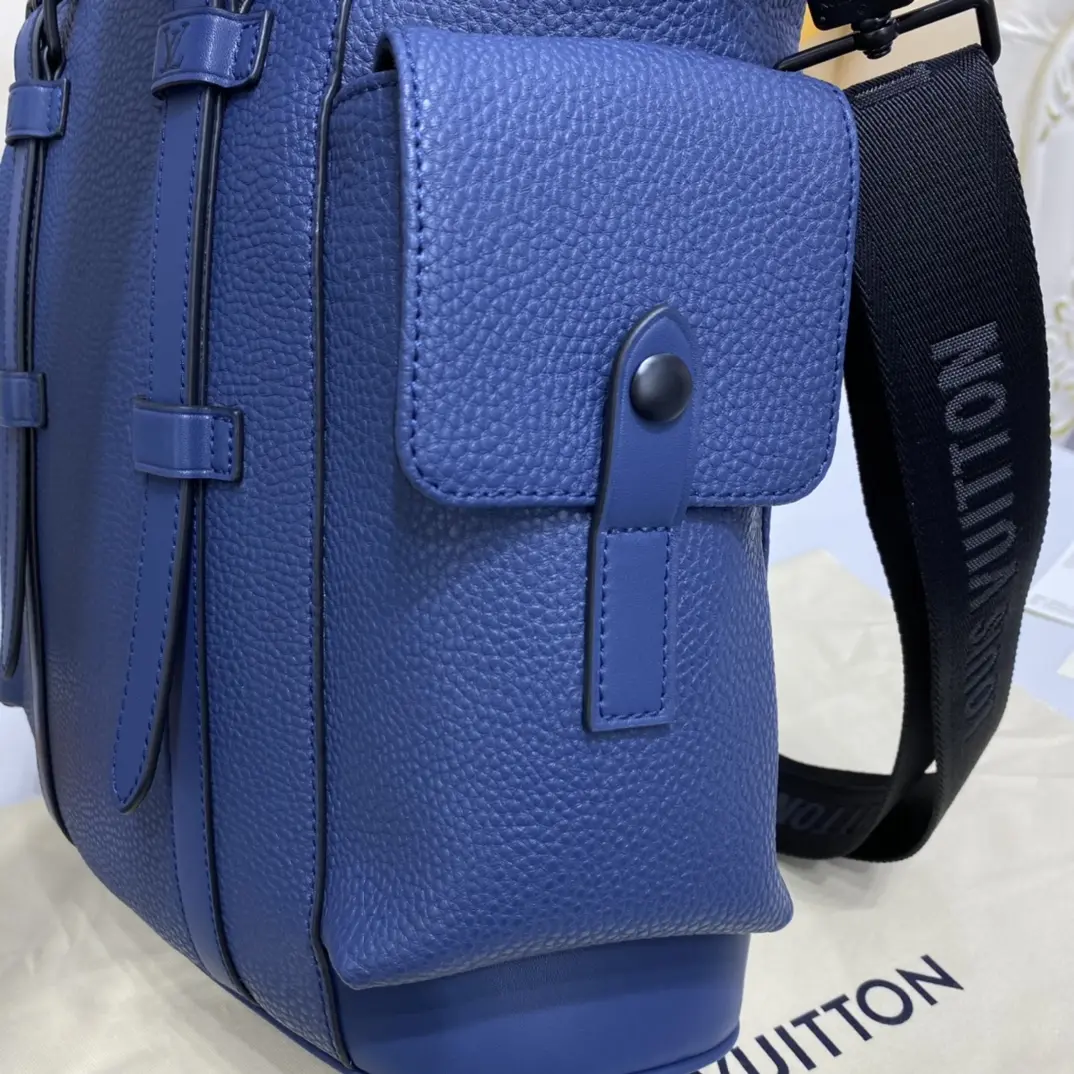 taurillon leather classic christopher backpack blue m58479 blue 7
