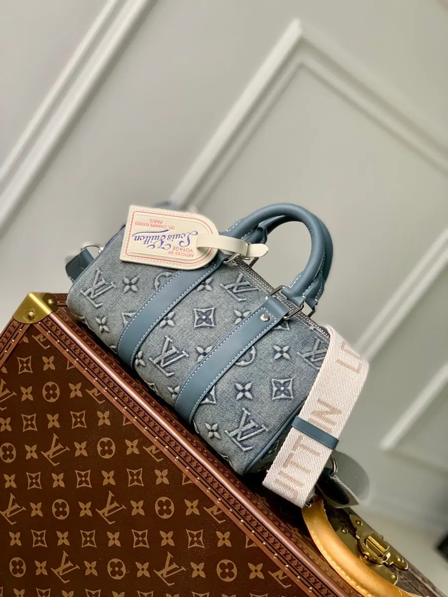 washed denim keepall bandouliere 25 handbag m22762 1 9 washed denim keepall bandouliere 25 handbag m22762 1 9