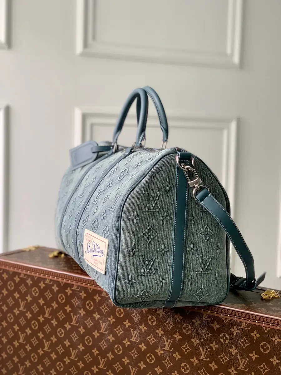 washed denim keepall bandouliere 50 handbag m22532 1 7 washed denim keepall bandouliere 50 handbag m22532 1 7