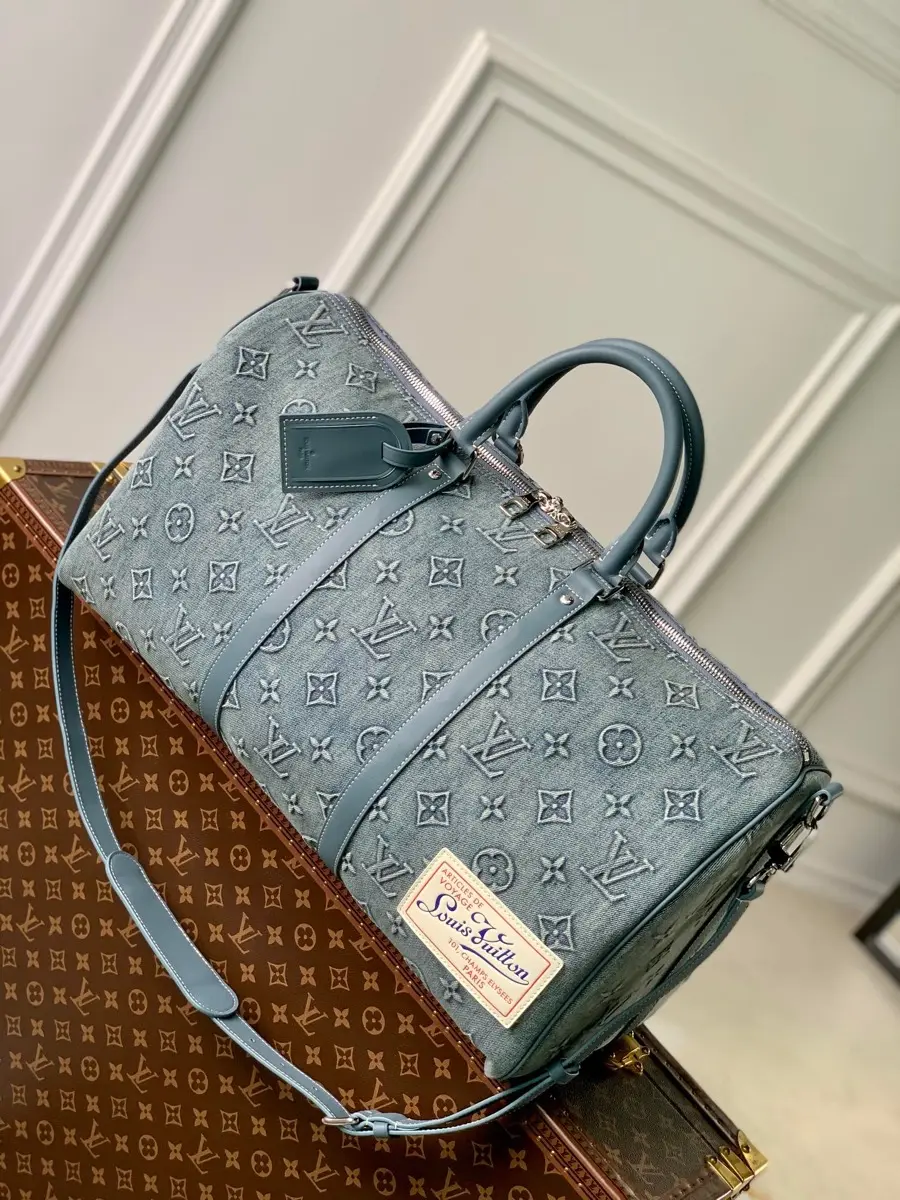 washed denim keepall bandouliere 50 handbag m22532 1 9 washed denim keepall bandouliere 50 handbag m22532 1 9